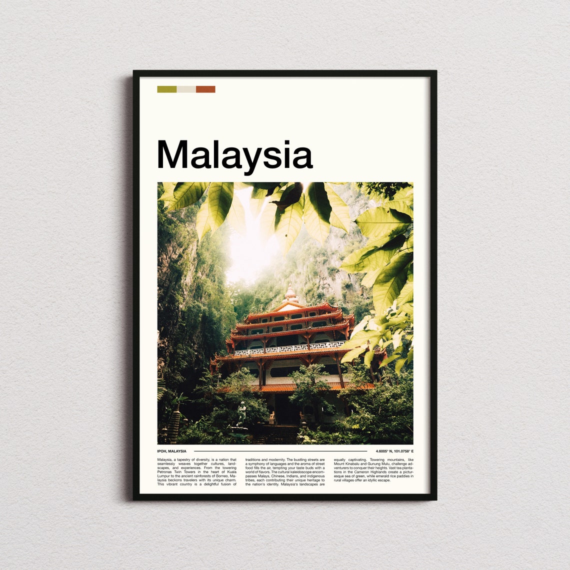 Malaysia Ipoh Chinese Temple Pagoda Jungle Canopy Heritage Poster