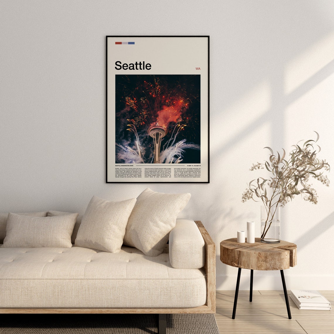 Seattle Space Needle Night Fireworks Celebration Scene Poster - Image 3