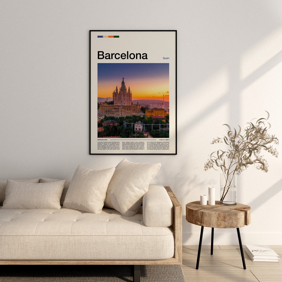 Barcelona Spain Sunset Over The Sacred Heart Church On Tibidabo Poster - Image 3
