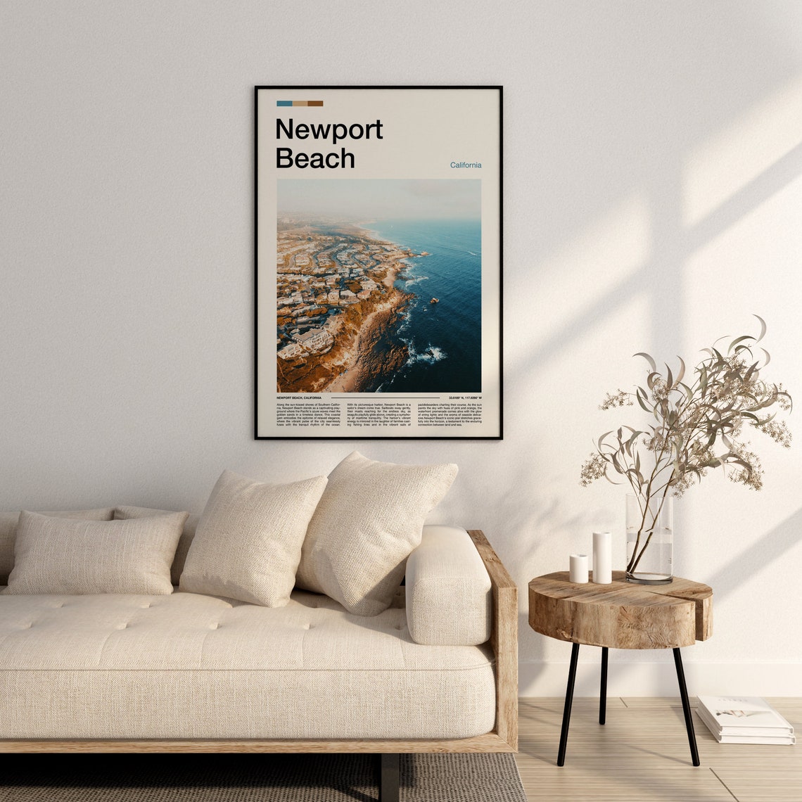 Newport Beach California Aerial Coastline Ocean View Travel Poster - Image 3