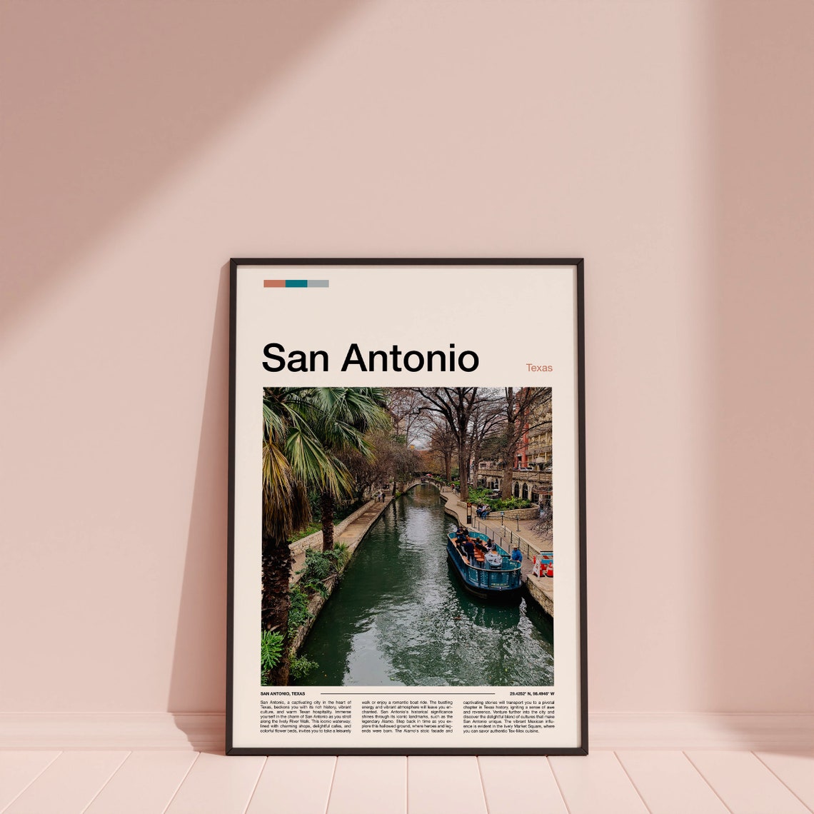San Antonio Texas River Walk Waterfront Tour Boat Travel Poster - Image 3