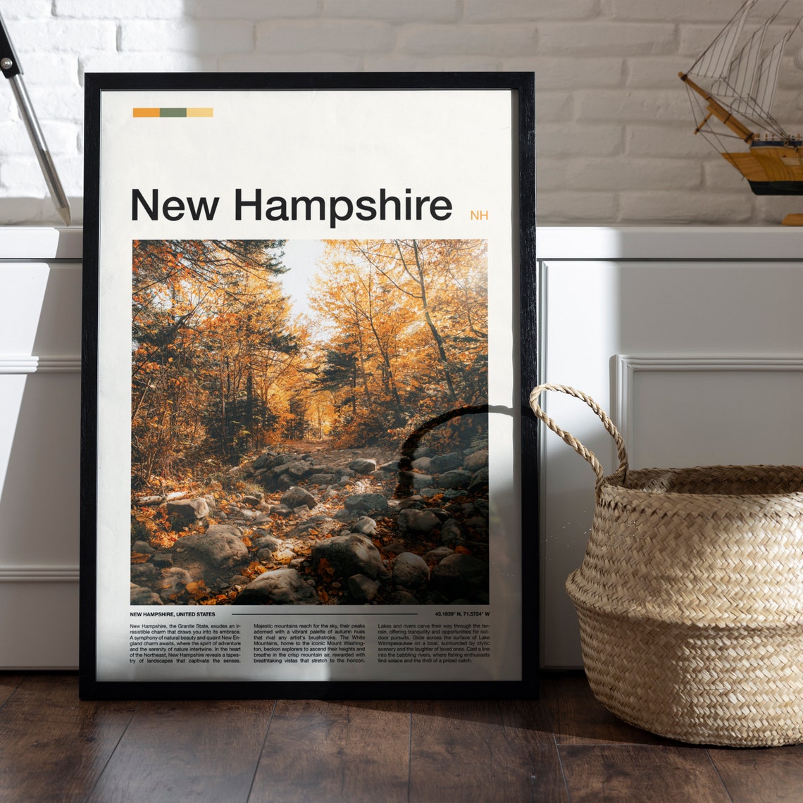 New Hampshire Print New Hampshire Poster New Hampshire Wall Art New Hampshire Art Print New Hampshire Photo - Image 4