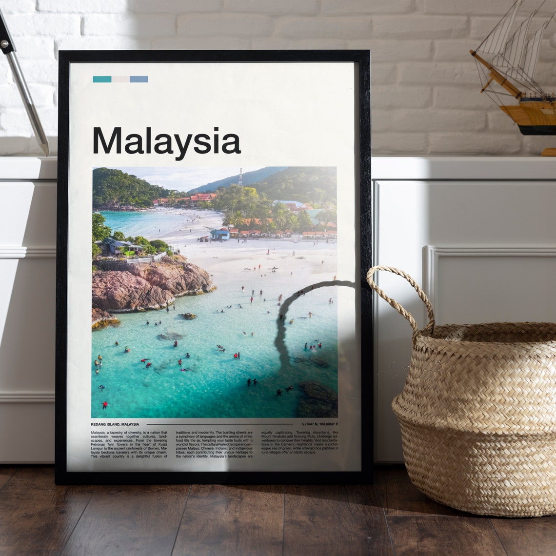 Malaysia Redang Island Beach Cove Swimmers Turquoise Sea Poster - Image 5