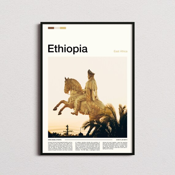 Ethiopia East Africa Addis Ababa Golden Equestrian Statue Poster