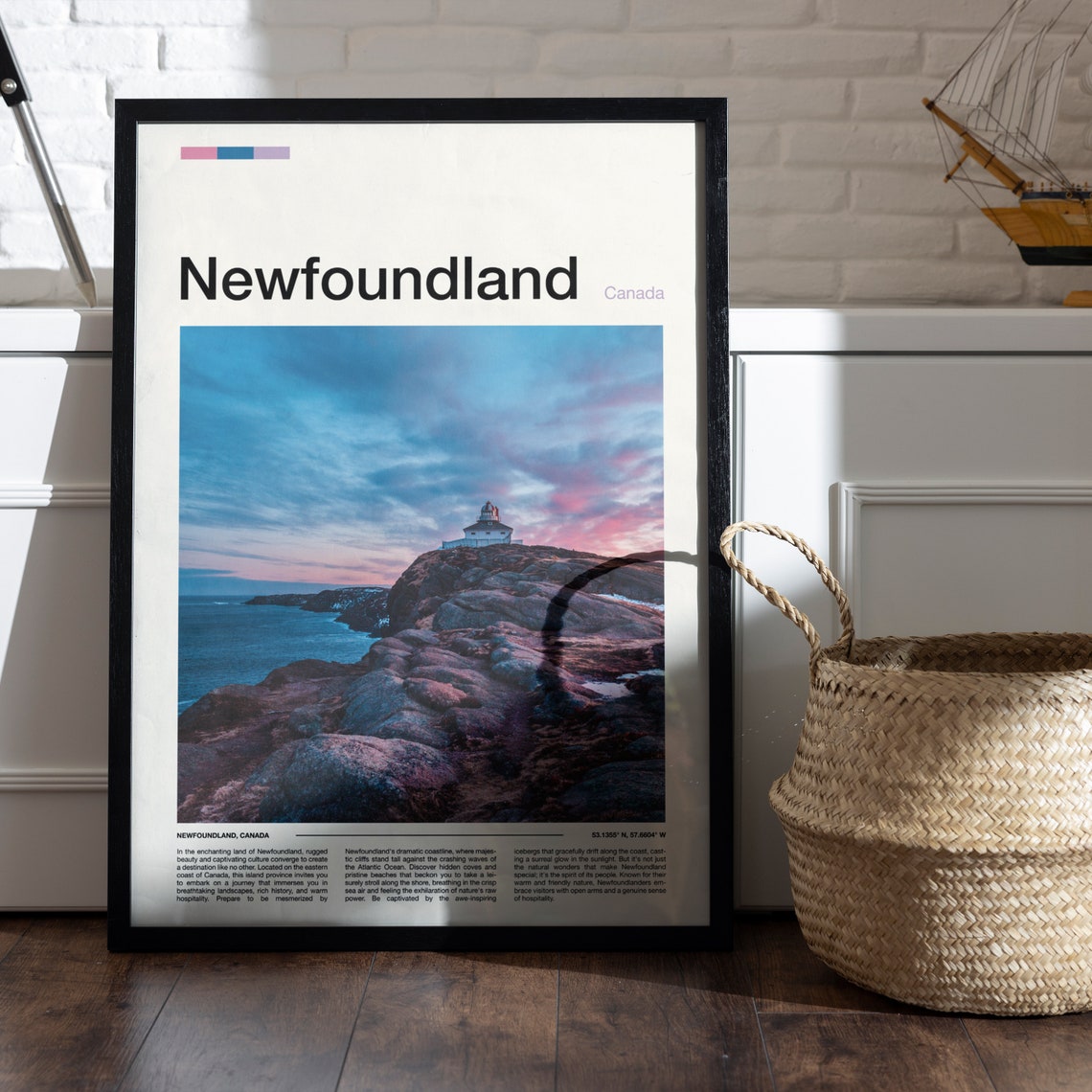 Newfoundland Canada Lighthouse Rocky Coast Sunset Ocean Poster - Image 5