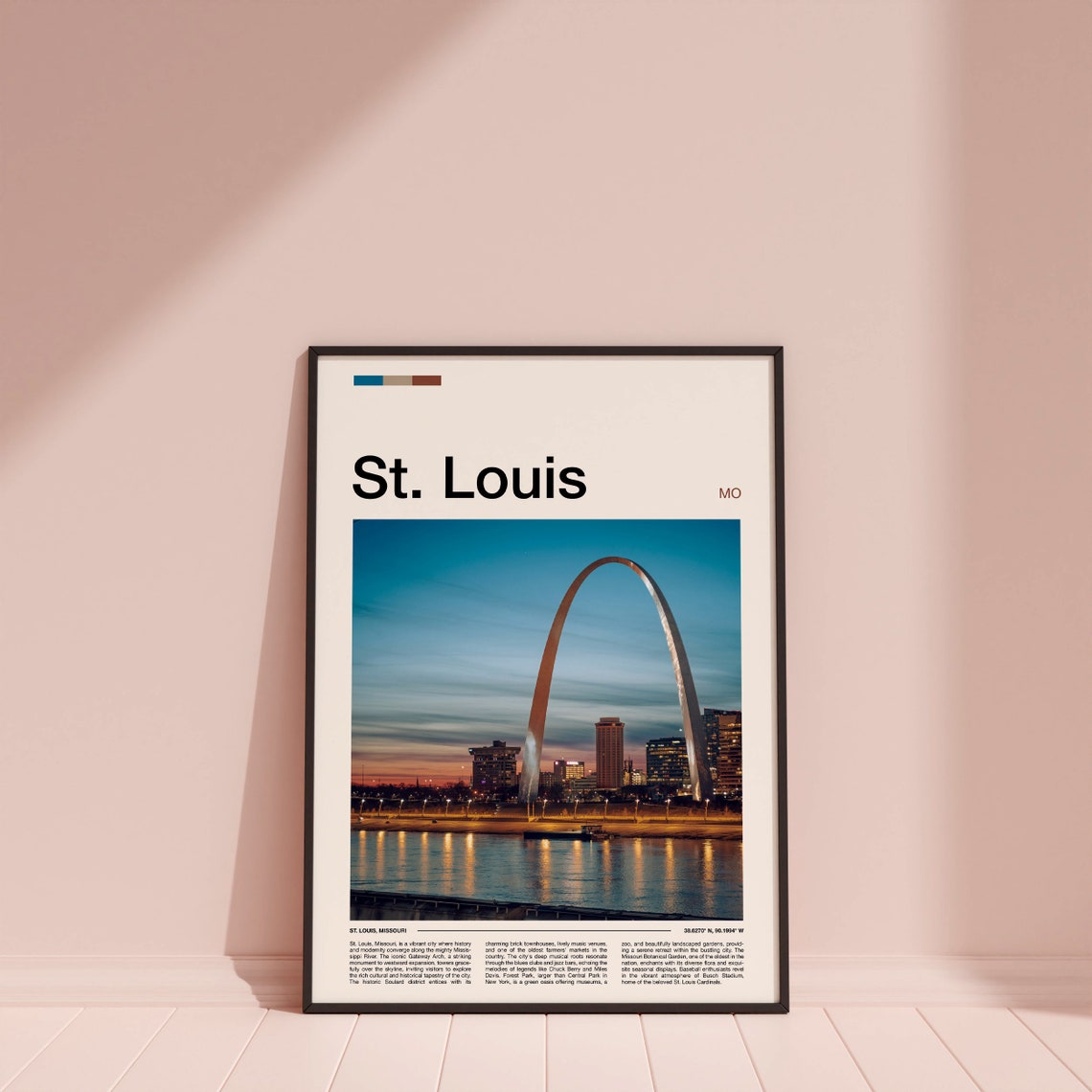 St. Louis Missouri Gateway Arch Dusk River Skyline View Poster - Image 5