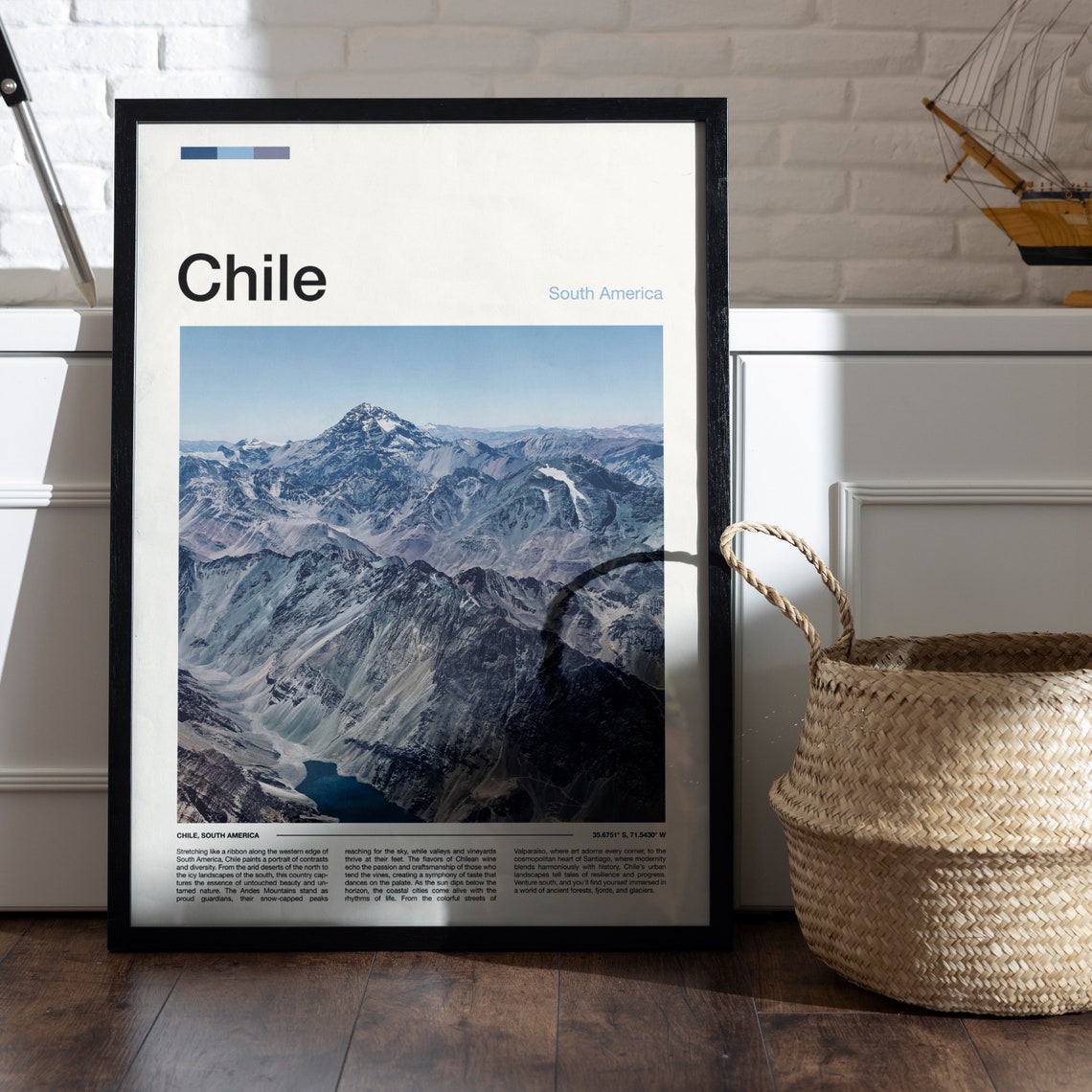 Chile Andes Mountains Snowcapped Peaks Alpine Lake Travel Poster - Image 4
