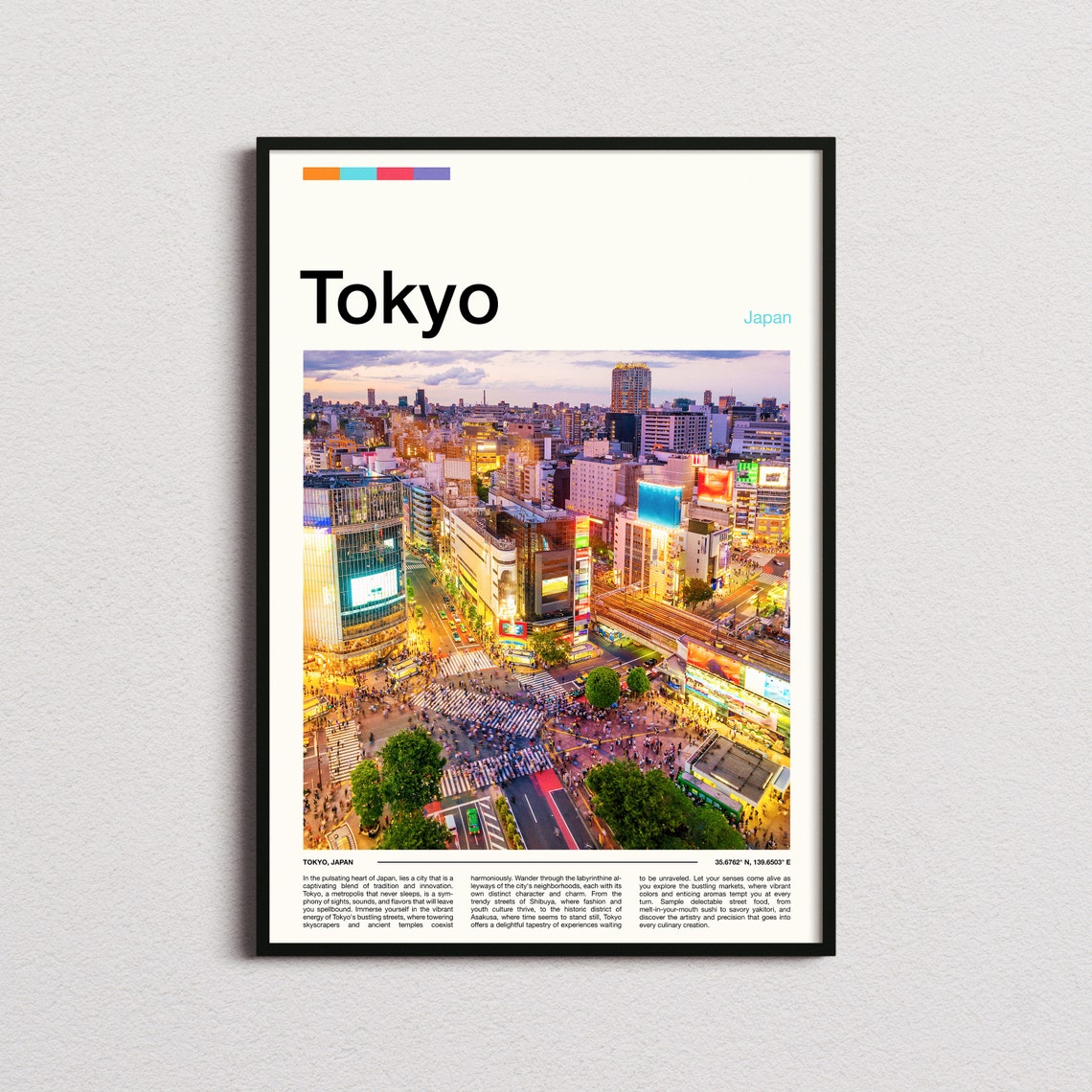 Tokyo Japan Famous Shibuya Crossing Night Aerial City Poster