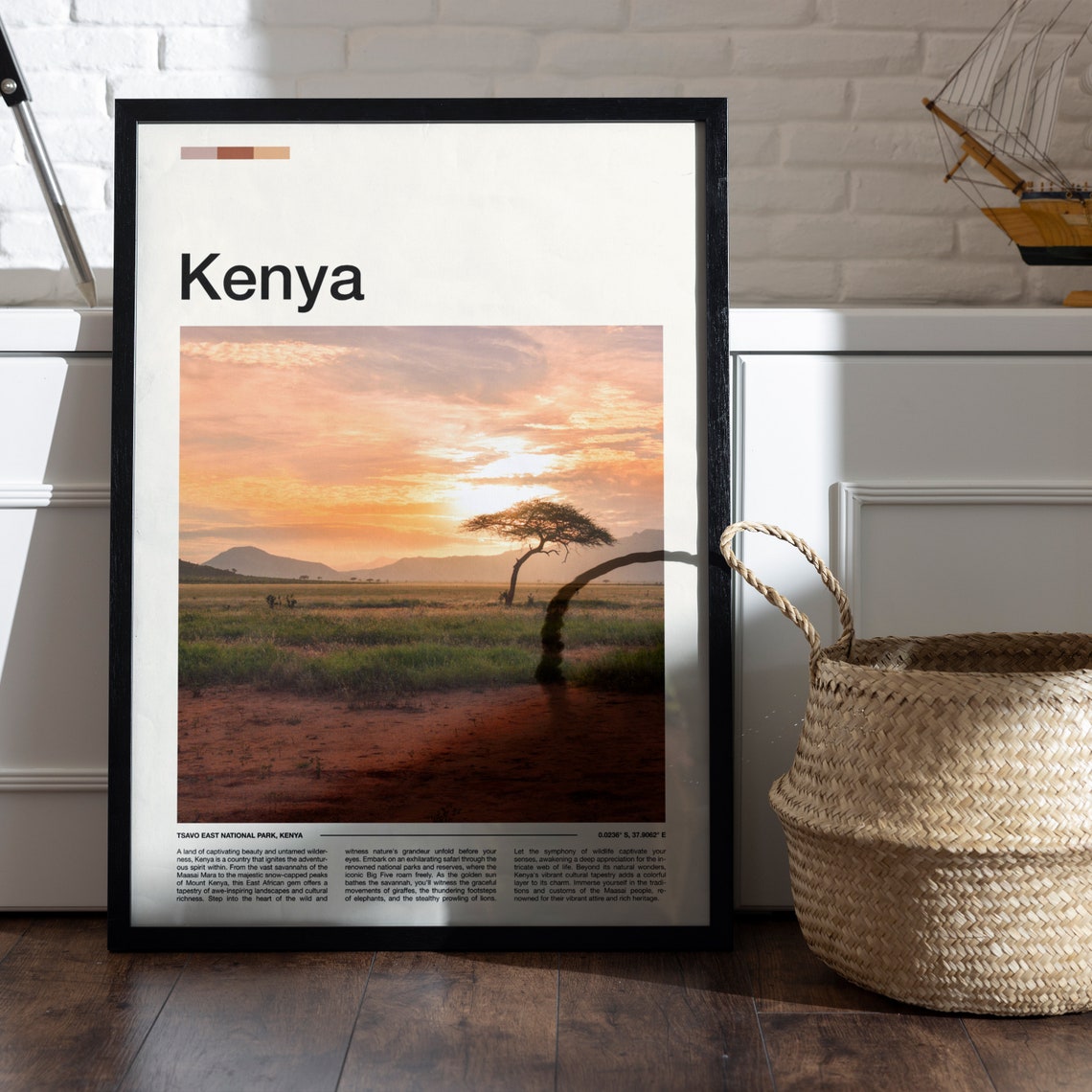 Kenya Tsavo East National Park Safari Sunset Acacia Tree Poster - Image 4