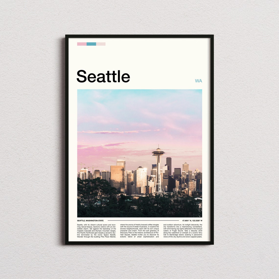 Seattle Space Needle Sunrise Skyline Washington State Poster
