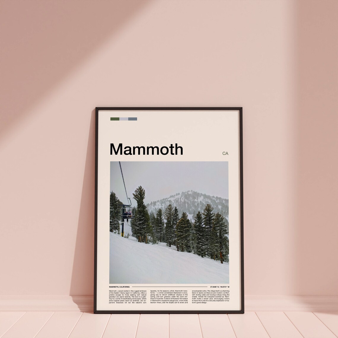 Mammoth California Ski Lift Snowy Pines Minimalist Photo Poster - Image 4