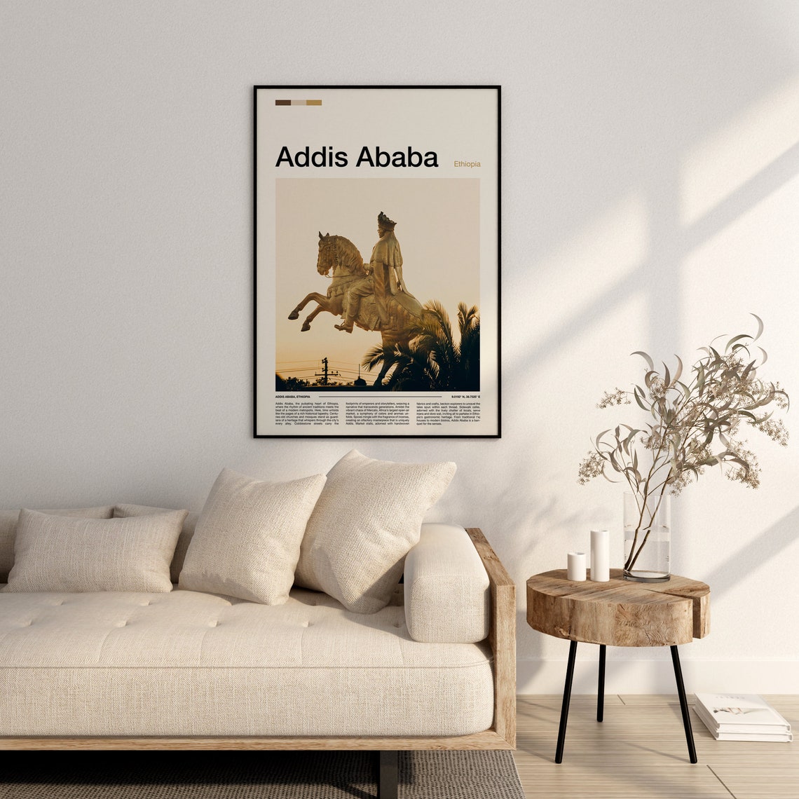 Addis Ababa Ethiopia Menelik Equestrian Statue Sunset Photo Poster - Image 3