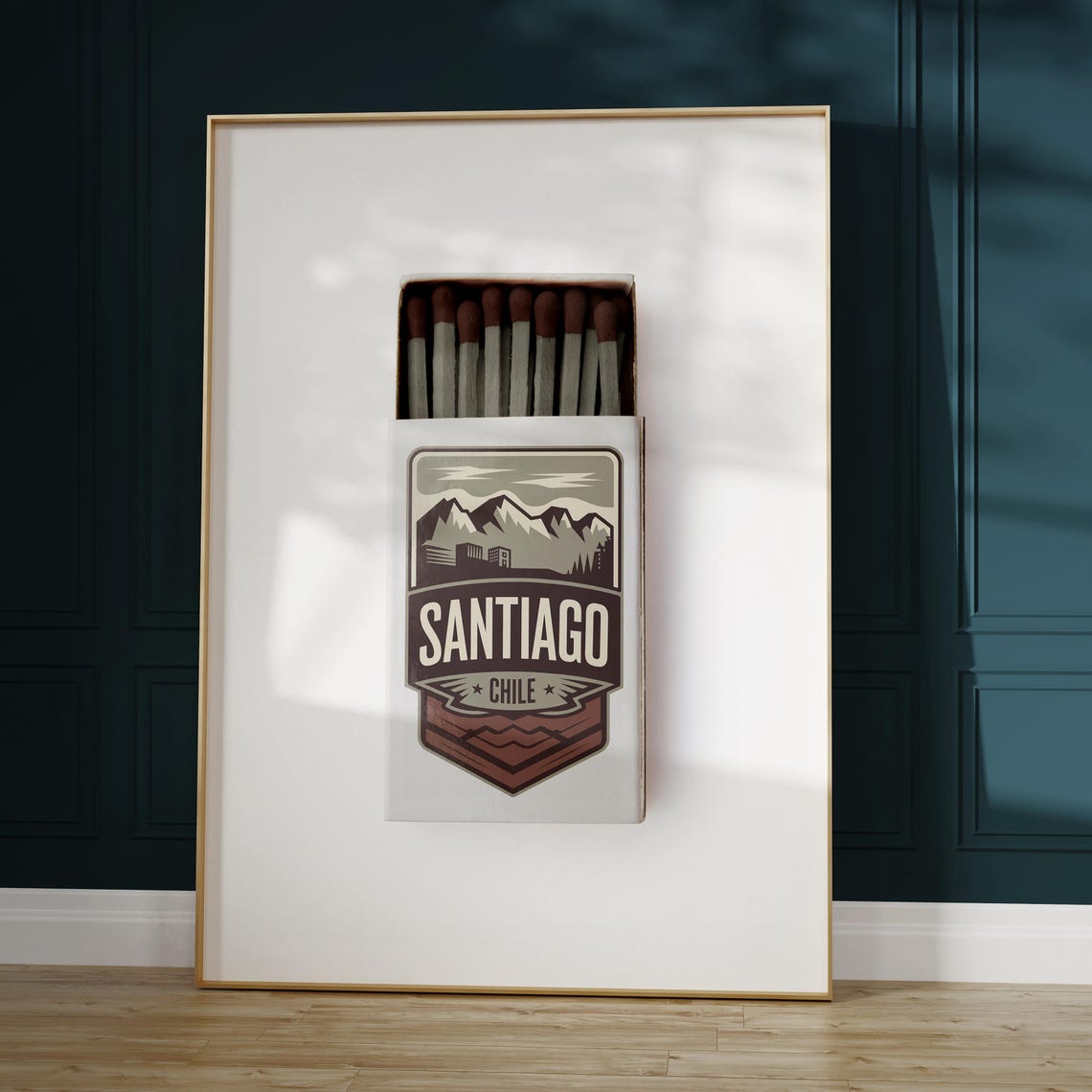 Santiago Chile Vintage Matchbox Andes Mountains Travel Poster - Image 5