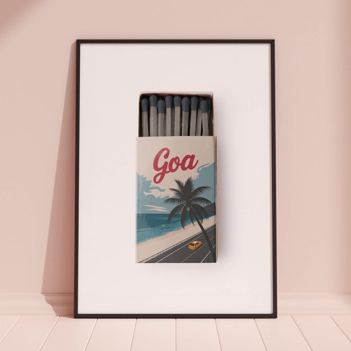 Goa Matchbox Beach Palm Coast Road Vintage Travel Art Poster - Image 3