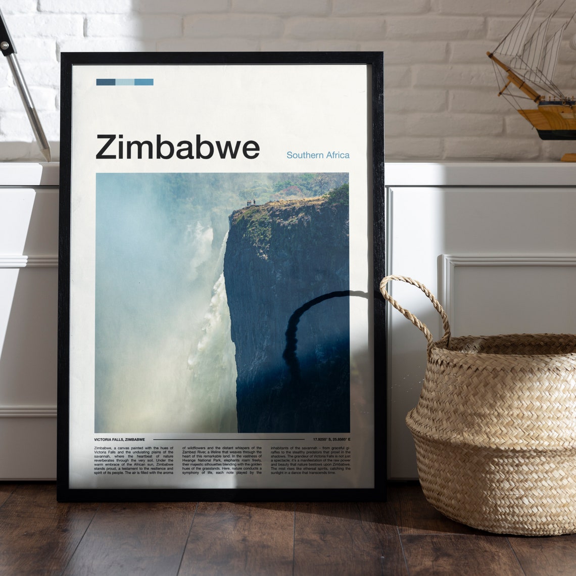 Zimbabwe Victoria Falls Cliff Edge Mist Waterfall View Poster - Image 5