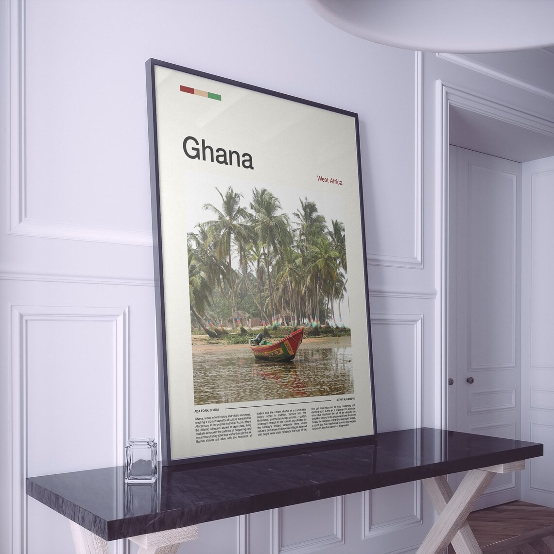 Ghana Ada Foah Colorful Fishing Boat Palm Trees Photography Poster - Image 2