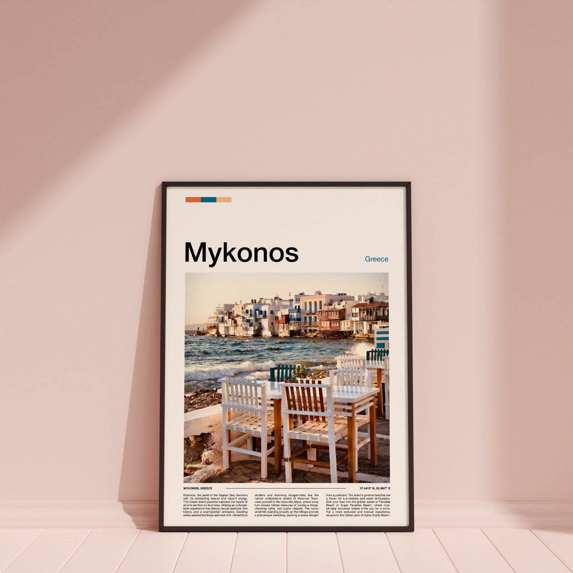 Mykonos Greece Waterfront Cafe Little Venice Aegean Sea Travel Poster - Image 3
