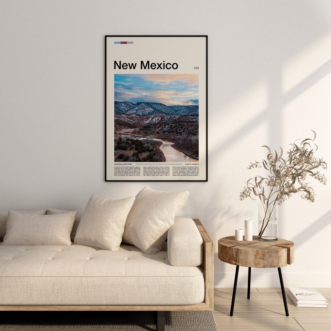 New Mexico Desert River Sunset Winter Mountain Landscape Poster - Image 3