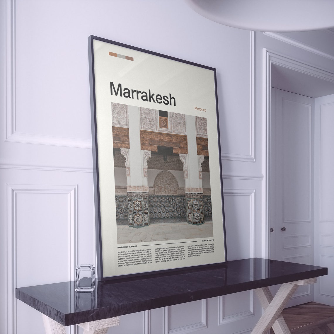 Marrakesh Morocco Moorish Zellige Tile Courtyard Design Poster - Image 2