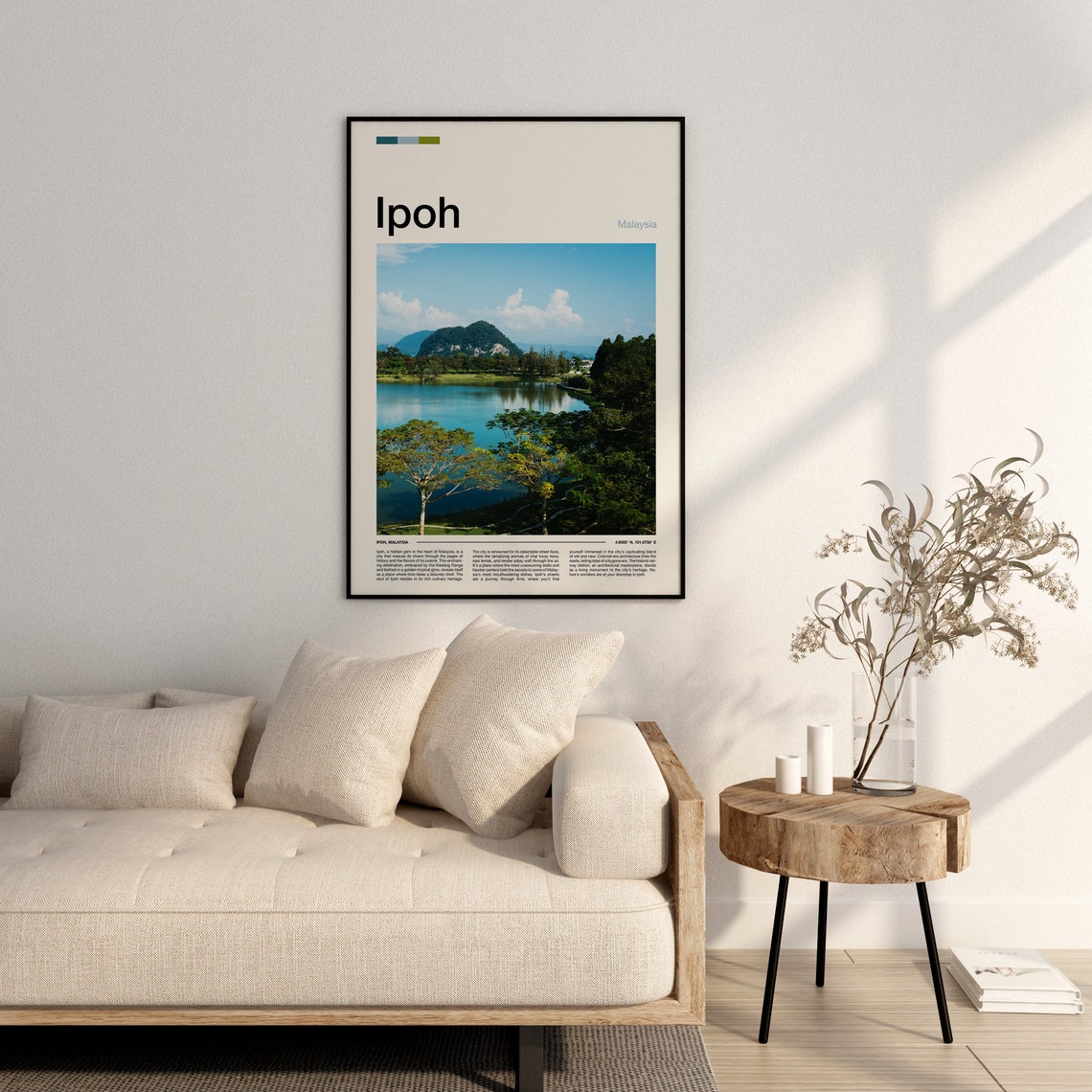 Ipoh Malaysia Lake Limestone Hill Rain Trees Scenic View Poster - Image 3