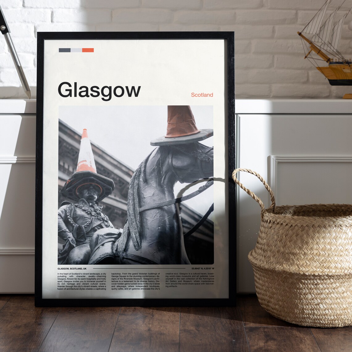 Glasgow Scotland Duke of Wellington Statue Cone Close Up Travel Poster - Image 4