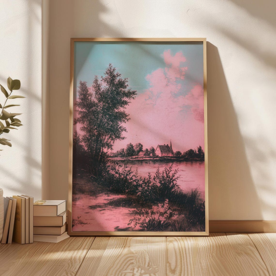 Village Poster Print Wall Art Home Decor New Gift Vintage Illustration