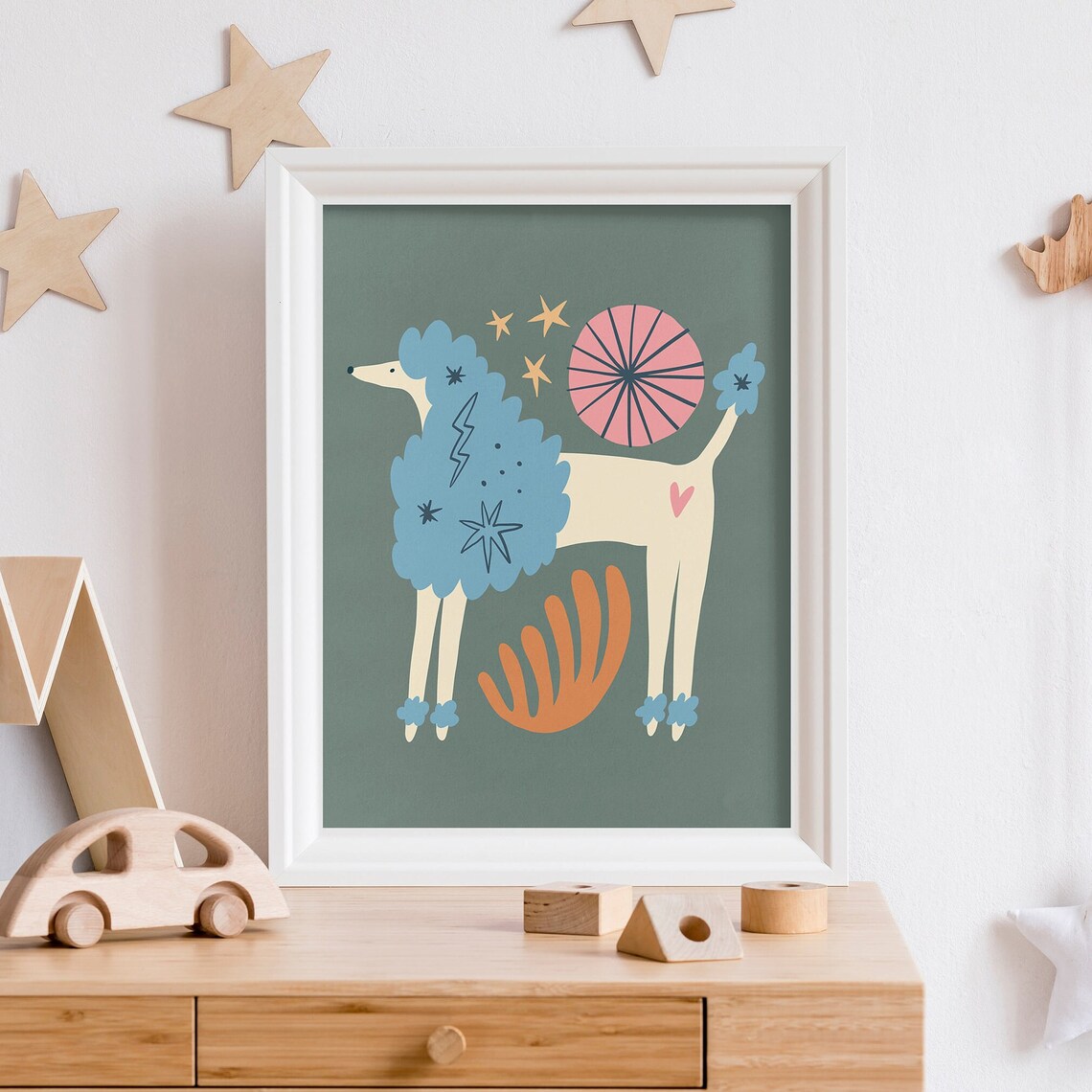 Boho Quirky Poodle Print, Retro Kids Decor Art Print - Image 5