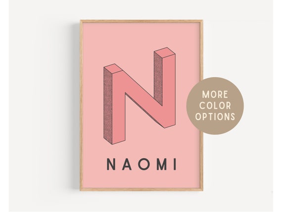 Custom Kids Name Art, Retro Pink Monogram Poster