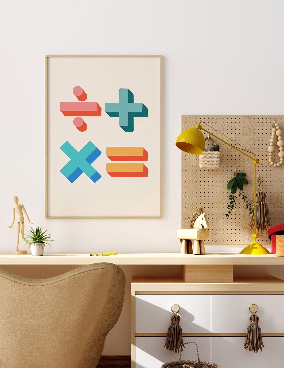 Bright Colorful Math Symbols Poster Kids Classroom Nursery Decor Art - Image 3