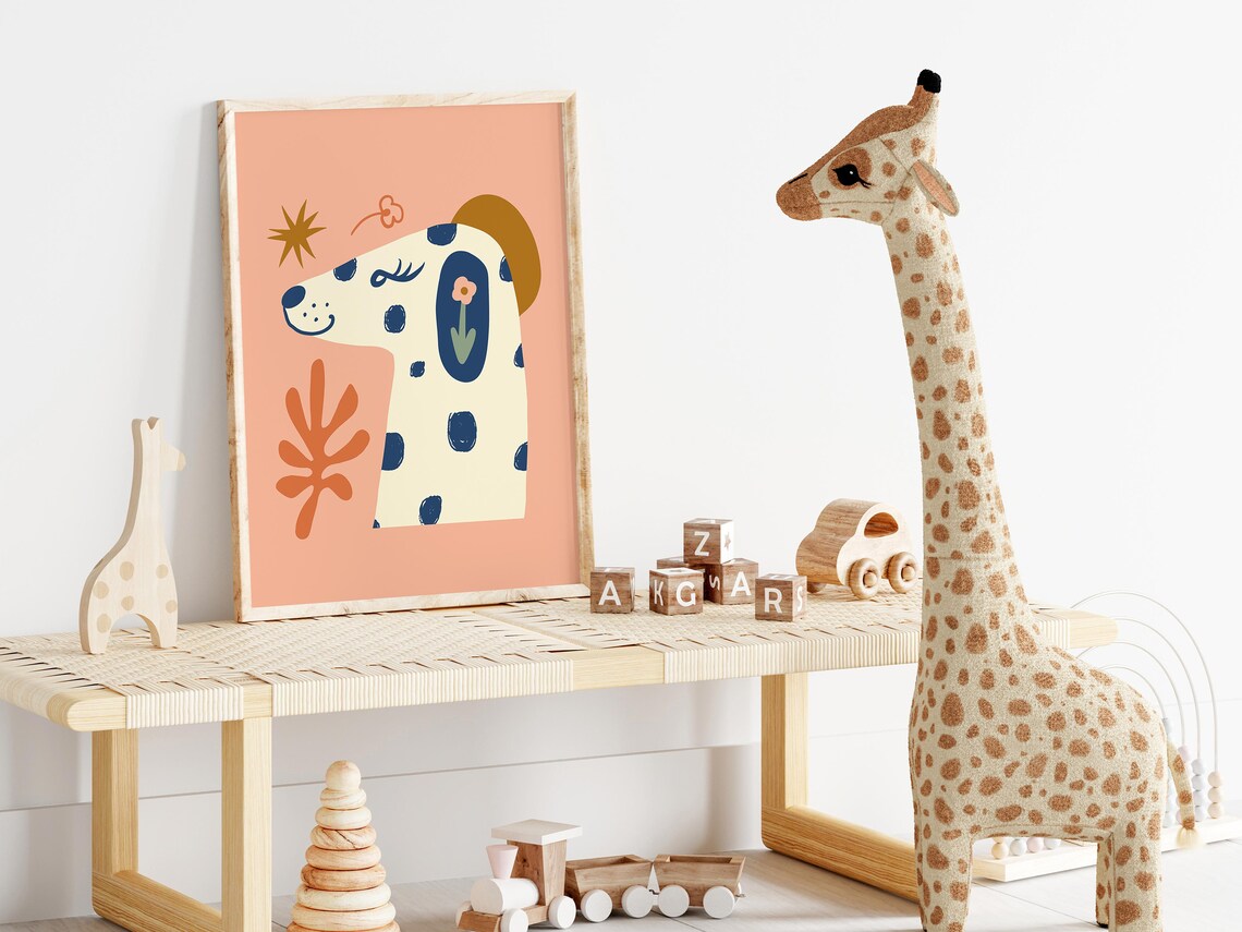 Whimsical Dog Illustration, Retro Nursery Art Print - Image 3