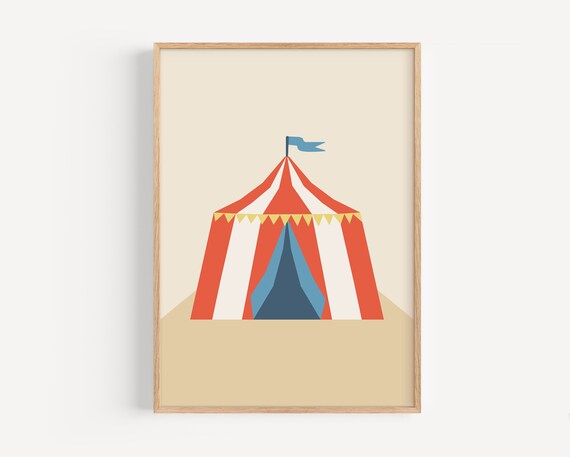 Circus Tent Kids Retro Nursery Art Print