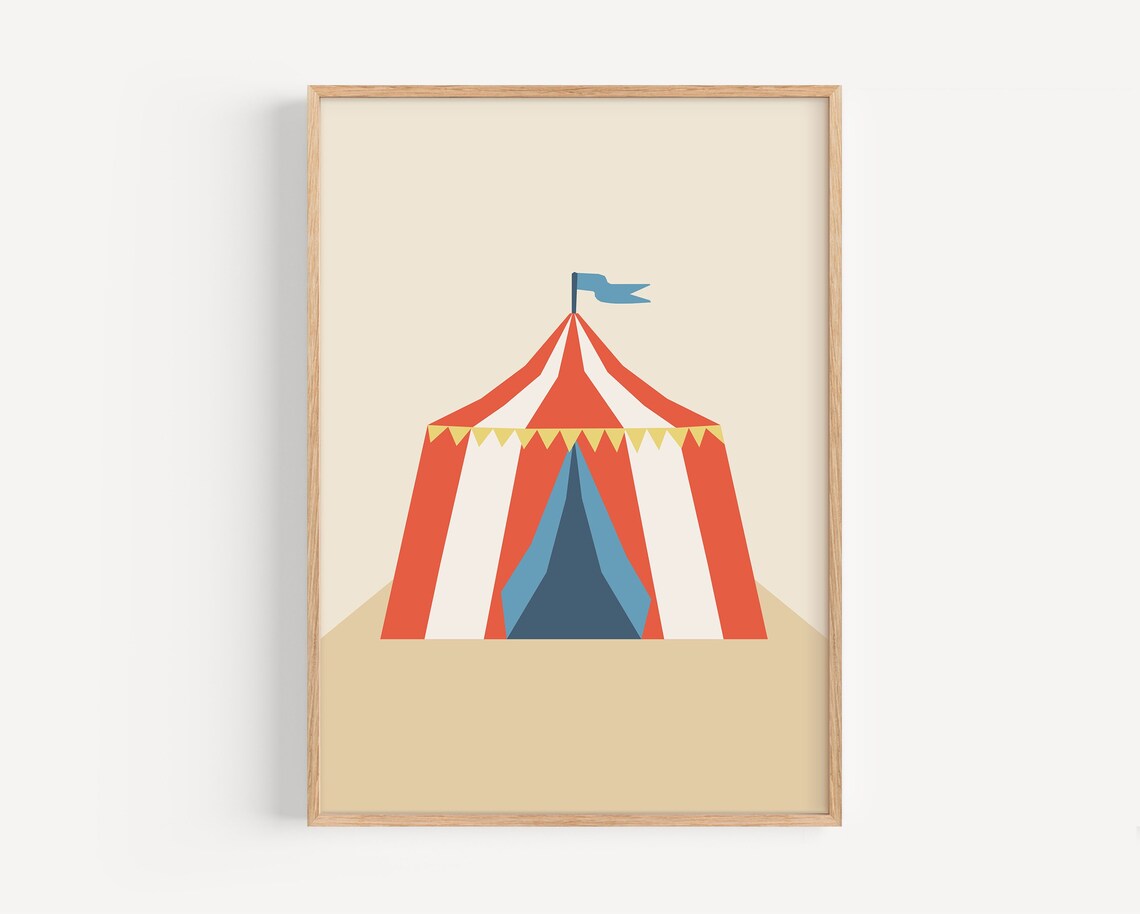 Circus Tent Kids Retro Nursery Art Print