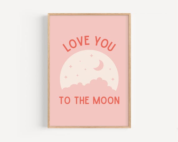 Love You To The Moon Boho Nursery Art Print