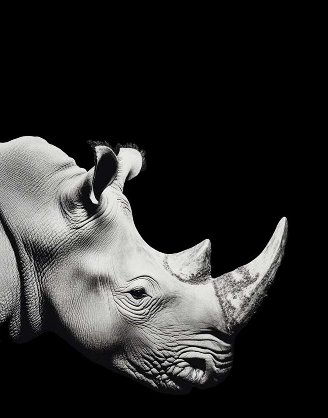 Black and White Rhino Portrait Striking Minimalist Wildlife Poster - Image 6