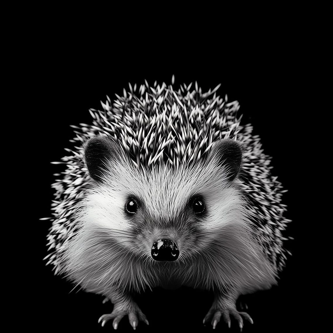 Black and White Hedgehog Portrait Bold Minimalist Wildlife Poster - Image 5