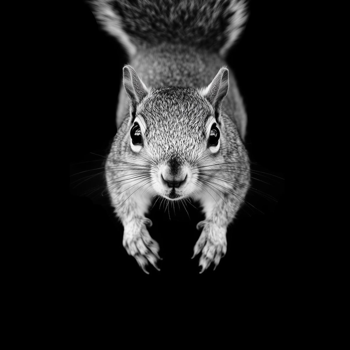 Black and White Squirrel Portrait Minimalist Wildlife Poster - Image 5