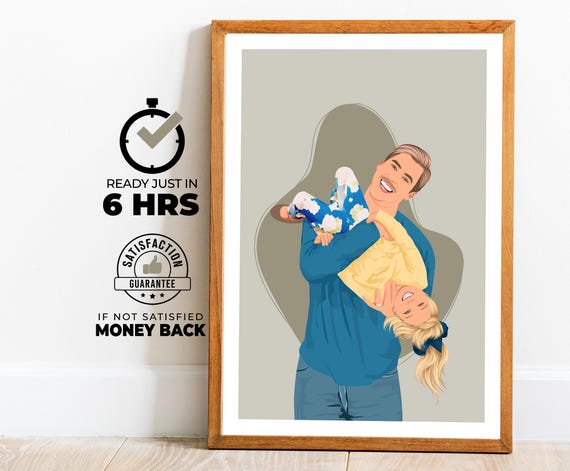 Fathers Day Personalized Gift Custom Family Portrait Faceless Art For Dad Wall Art Gift For Men Dads Day Special Gift