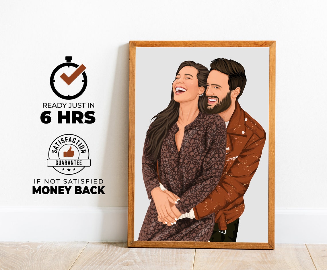 Laughing Couple Lace Dress and Leather Jacket Portrait Poster