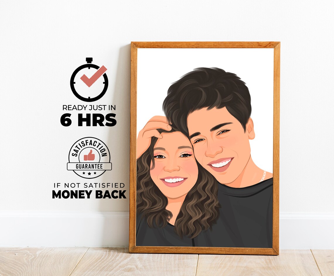 Personalized Couple Portrait Art Print, Anniversary