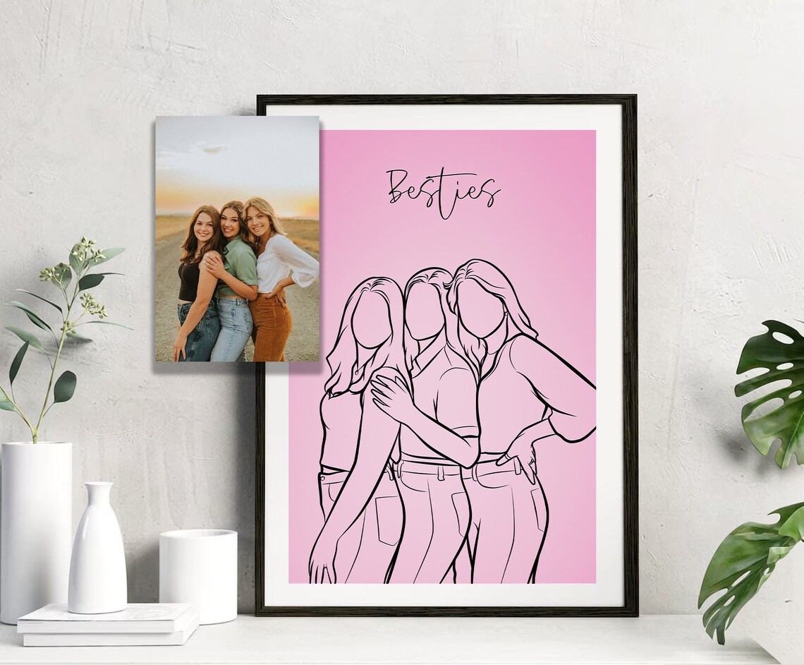 Custom Line Drawing Portrait Art Print, Anniversary Gift - Image 5