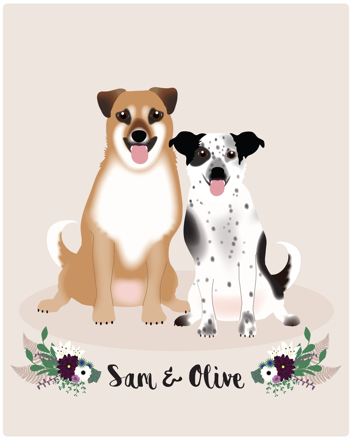 Custom Pet Portrait, Cat and Dog Portrait