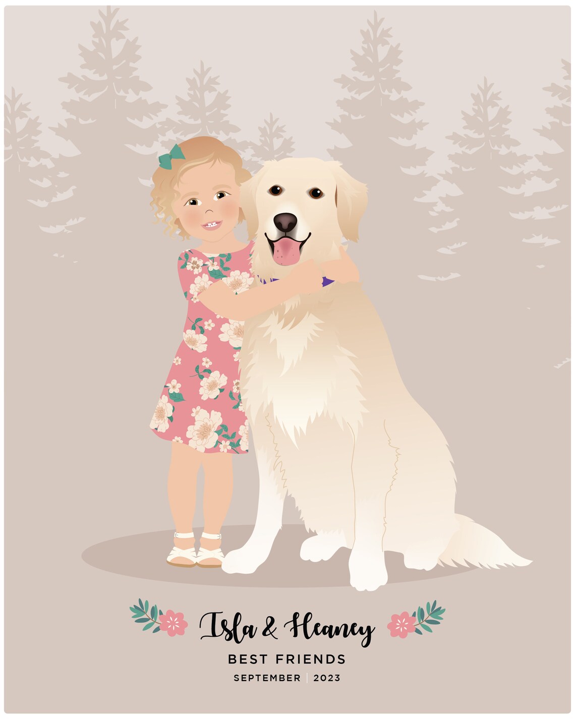 Family Portrait With Pet, Custom Art Print - Image 5