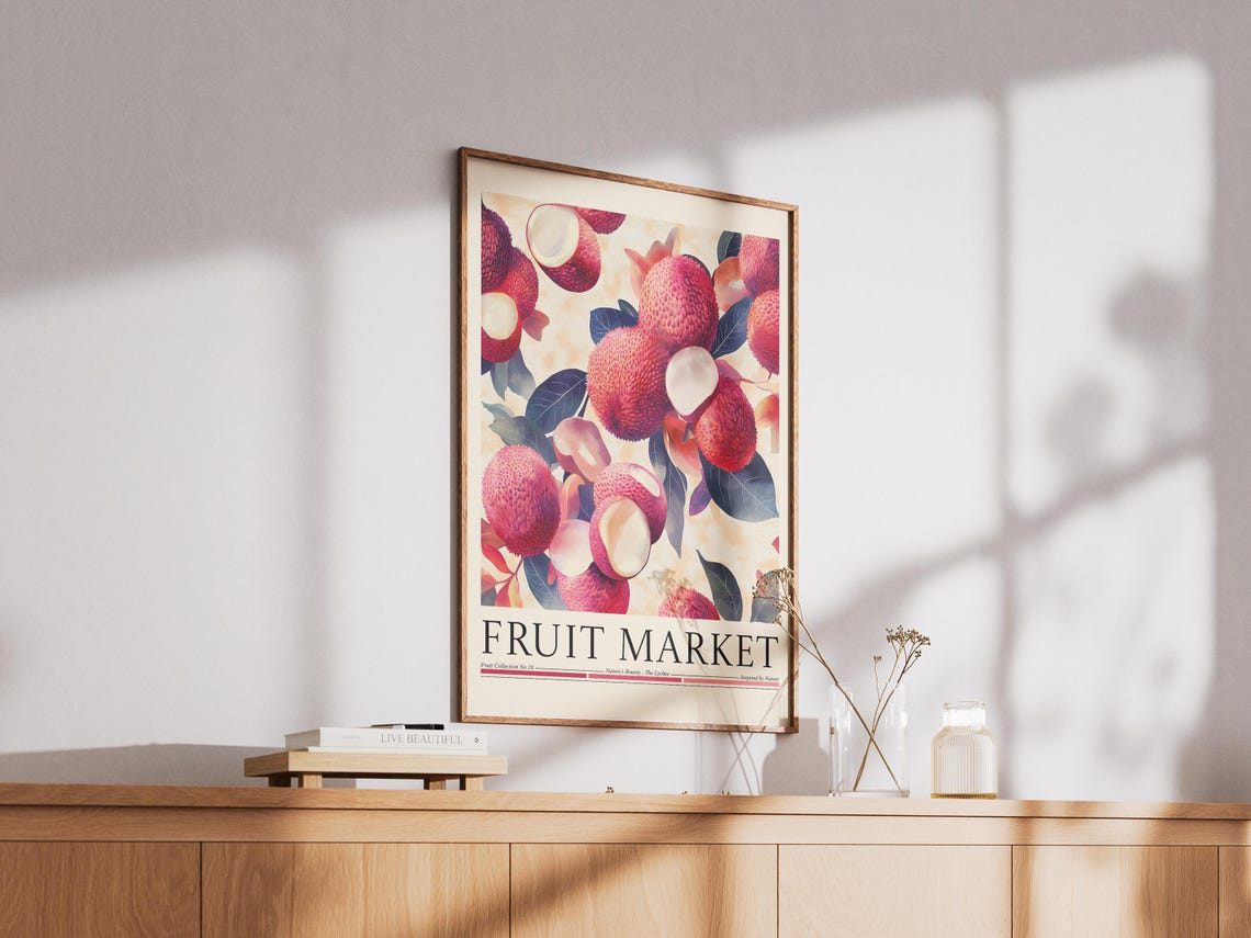 Lychee Fruit Market Art Print, Kitchen Decor - Image 2