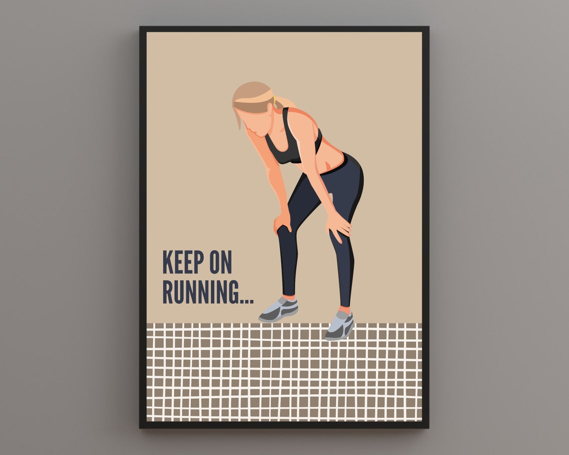 Keep On Running Female Runner Resting Motivational Sports Poster