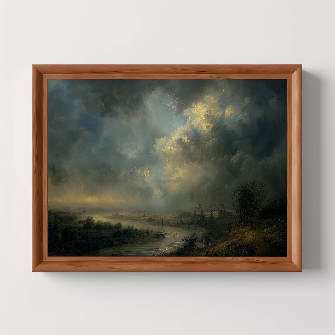 Fog River Landscape Vintage Nature Art Print