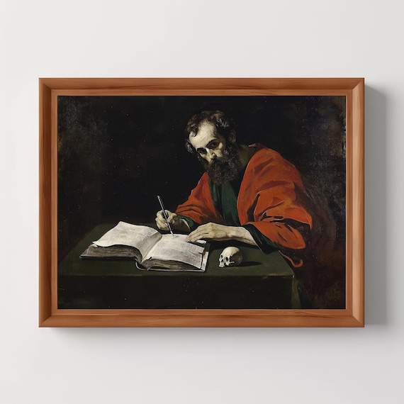 Saint Paul Writing Letter Baroque Religious Oil Painting Poster