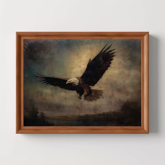 Eagle Antique Oil Painting Vintage Dark Academia Art Print