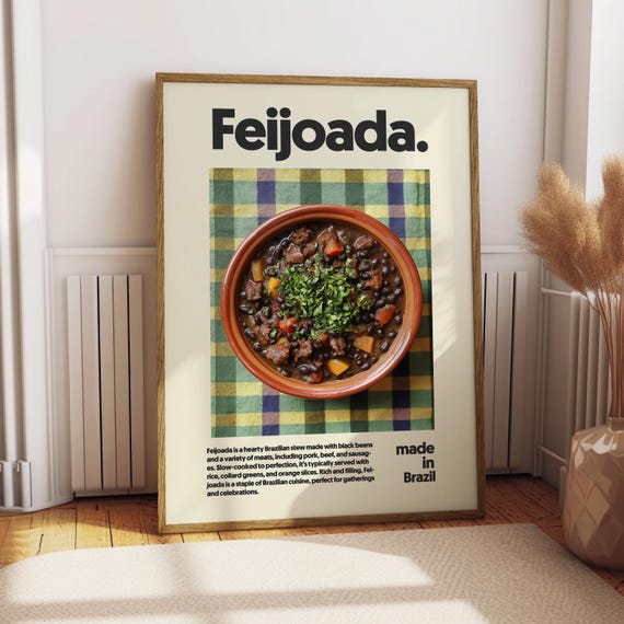 Feijoada Poster Food Kitchen Decor Print Brazilian Wall Art Brazil Cooking