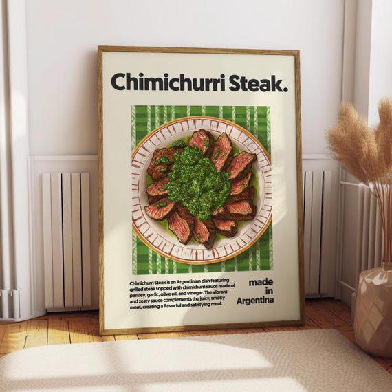 Chimichurri Steak Poster Food Kitchen Decor Print Mexican Wall Art Argentina Cuisine