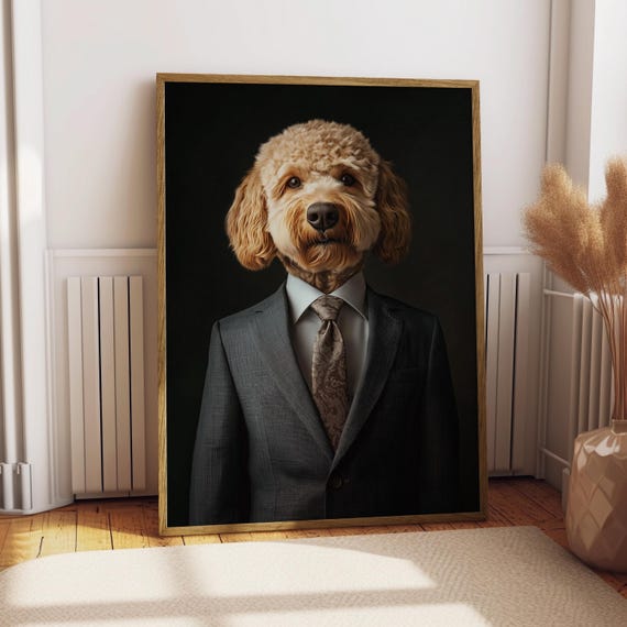Labradoodle Suit Portrait Dog Poster Pet Funny Tuxedo Art Gift Labra Doodle